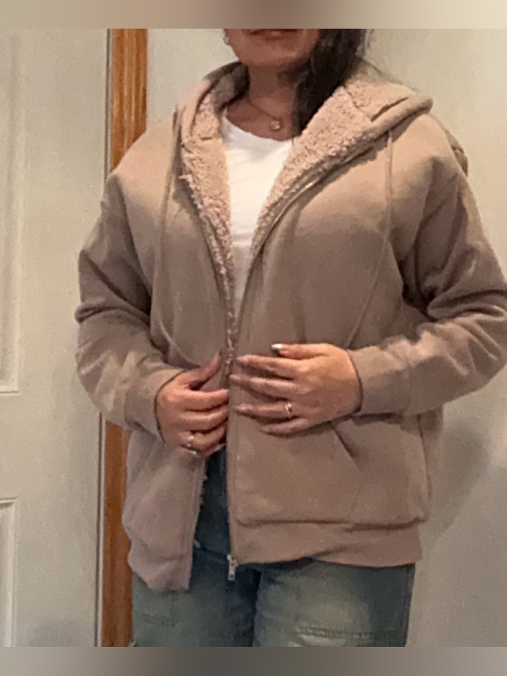 Cozy Sherpa-Lined Hooded Jacket - Taupe